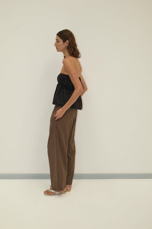 Pure Wool Ease Trouser - Sable Stripe