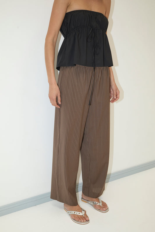 Pure Wool Ease Trouser - Sable Stripe