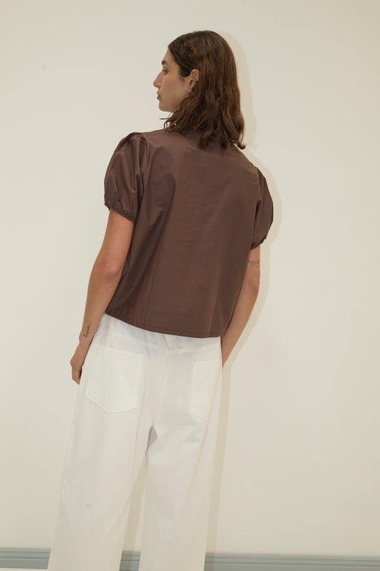 Double Frill Top - Chocolate