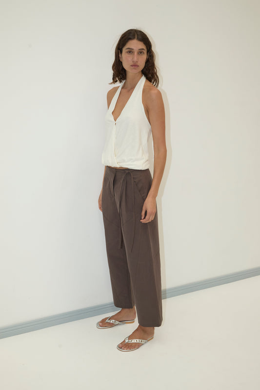 Flag Tie Pant - Dark Brown