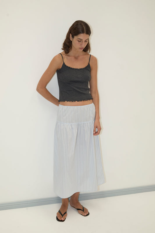 Button Skirt - Mineral Stripe