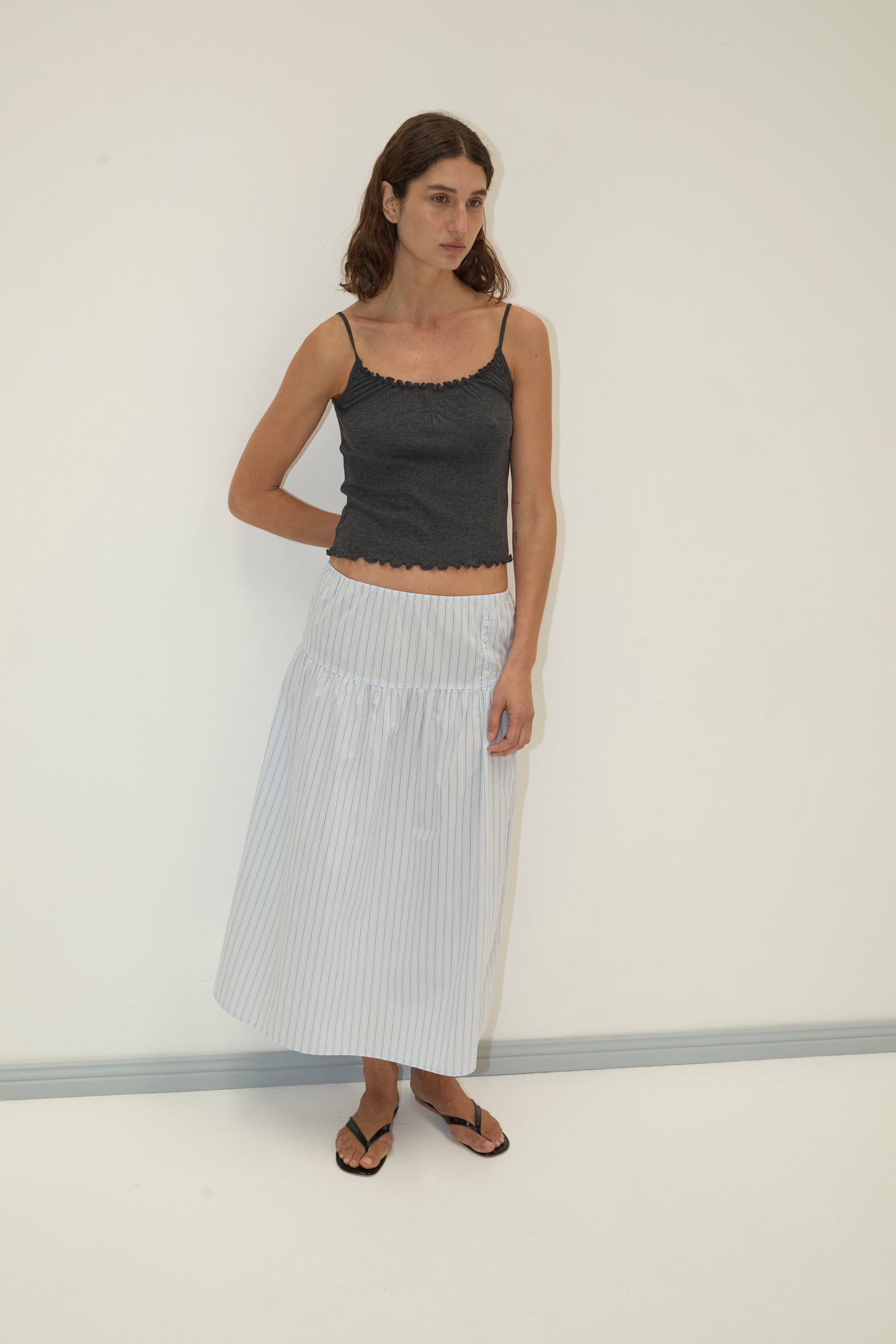 Button Skirt - Mineral Stripe