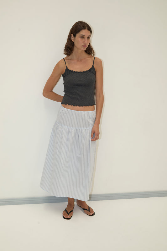 Button Skirt - Mineral Stripe