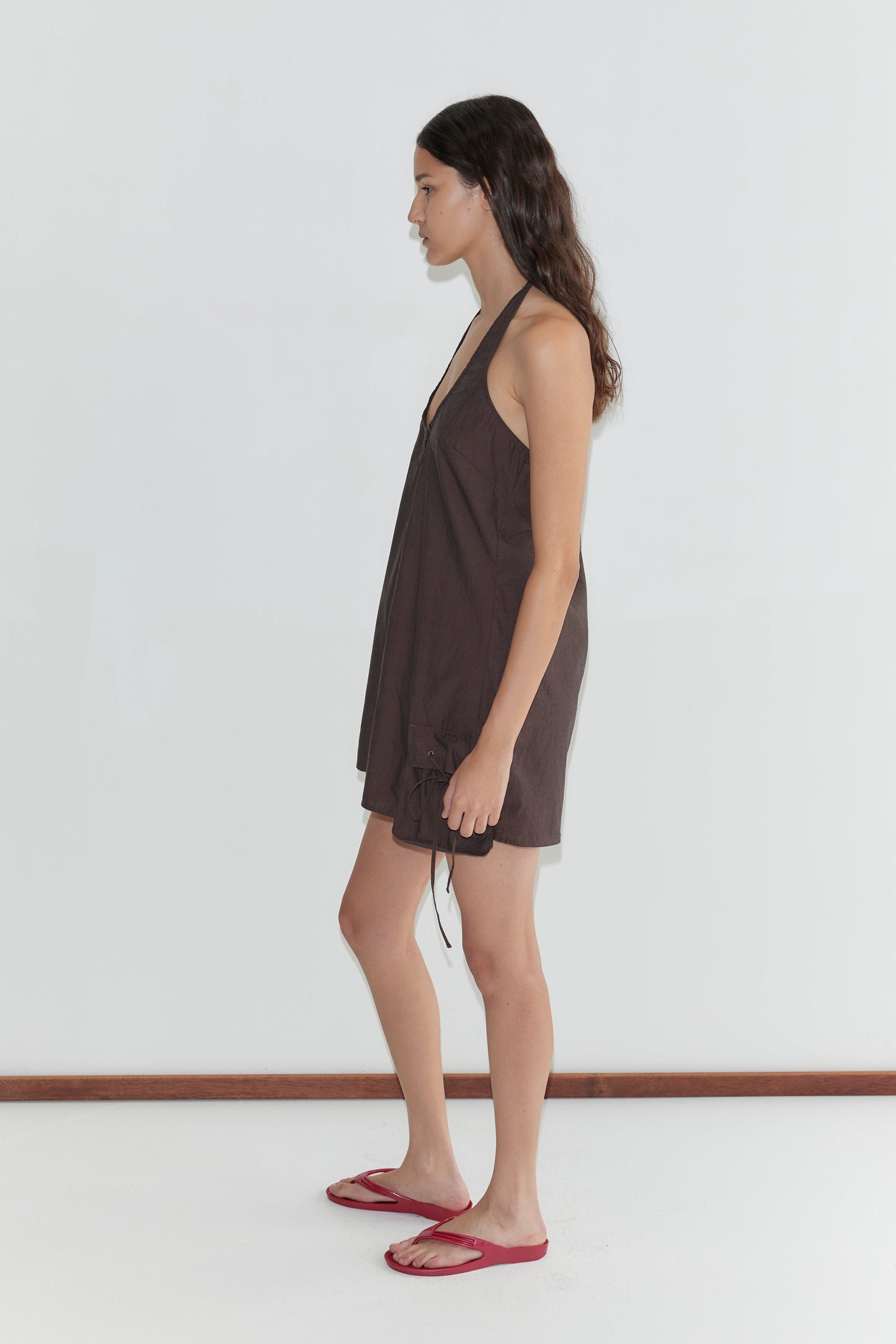 Pocket Halter Dress - Toast