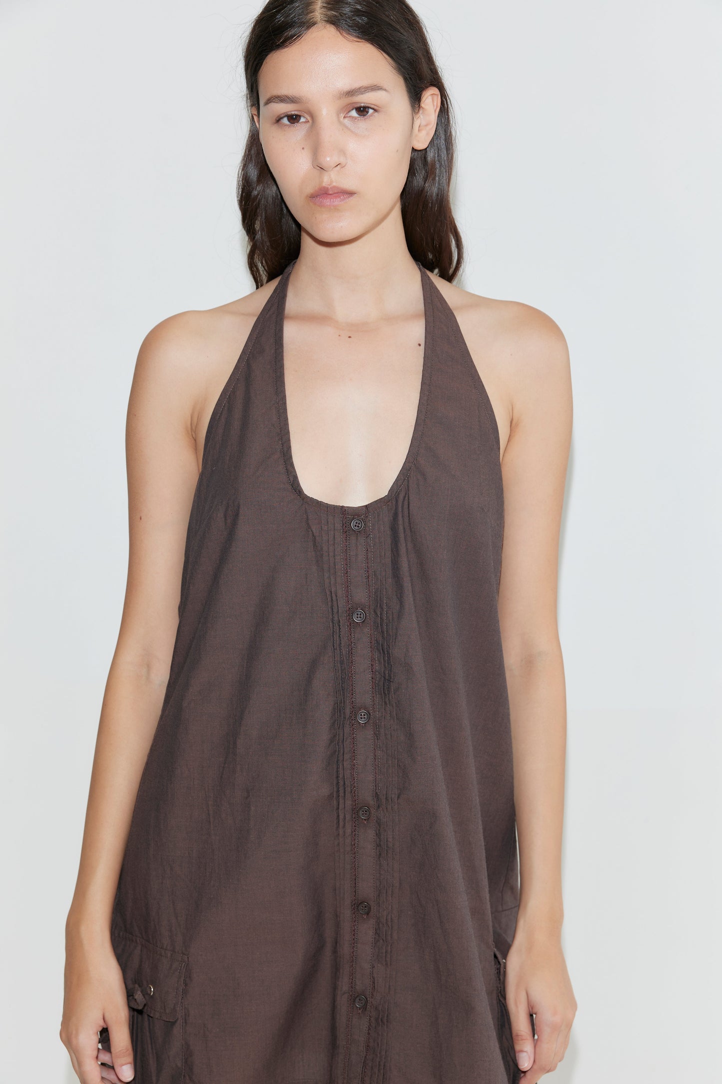 Pocket Halter Dress - Toast