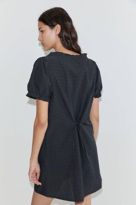 Buttoned Mini Dress - Mono Grid