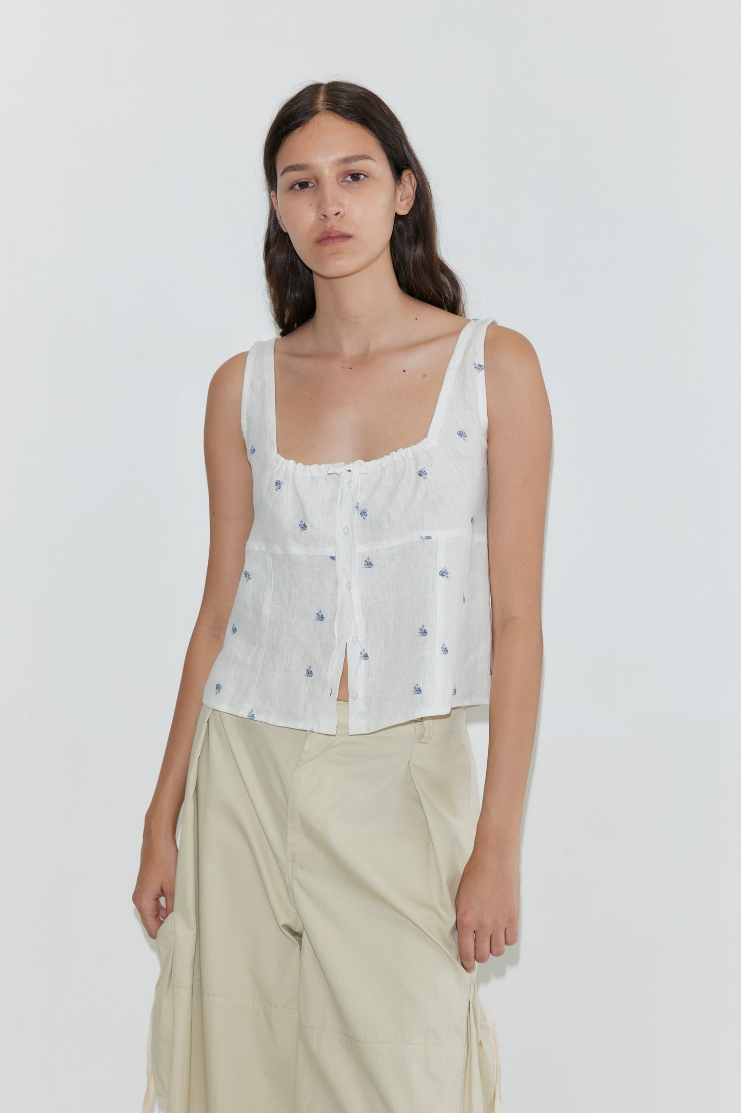 Relax Tie Top - Floral Blue
