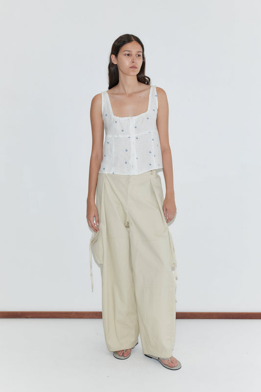 Relax Tie Top - Floral Blue