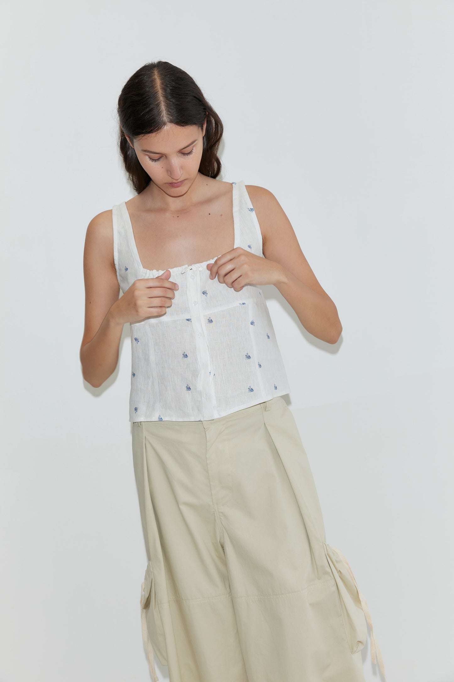 Relax Tie Top - Floral Blue