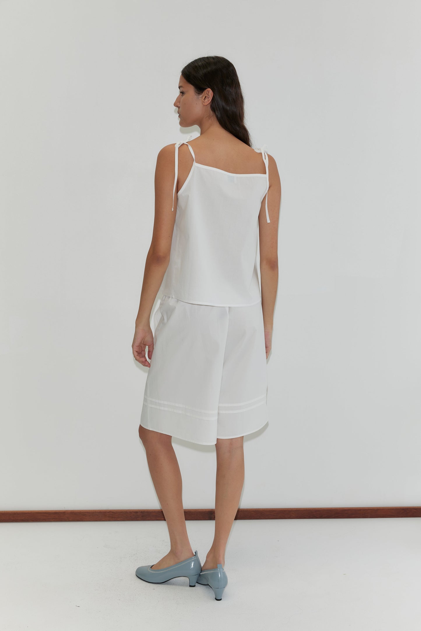 Pintuck Short - White
