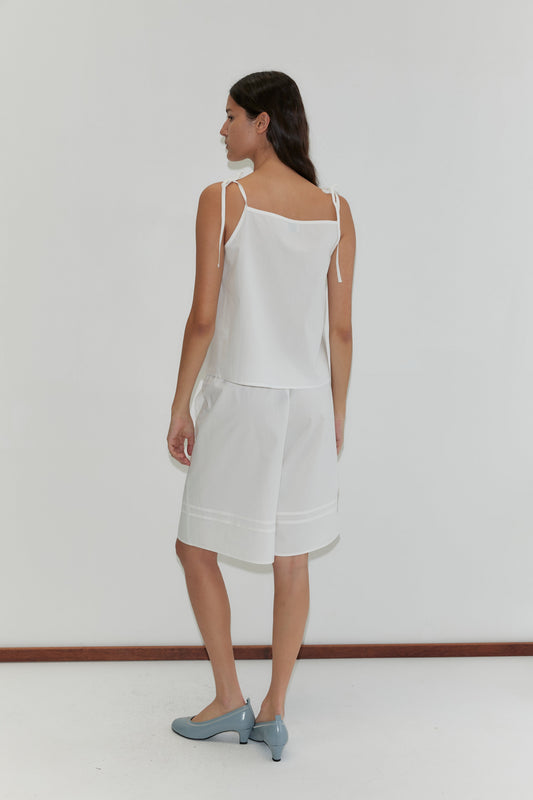 Pintuck Short - White