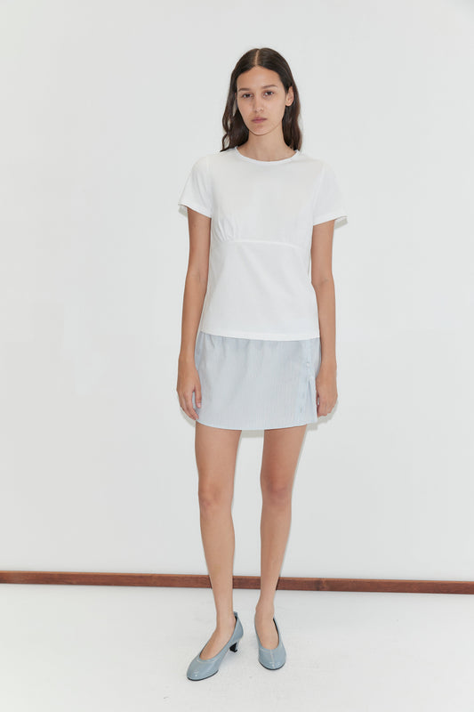 Pleat Split Skirt - Mist Stripe