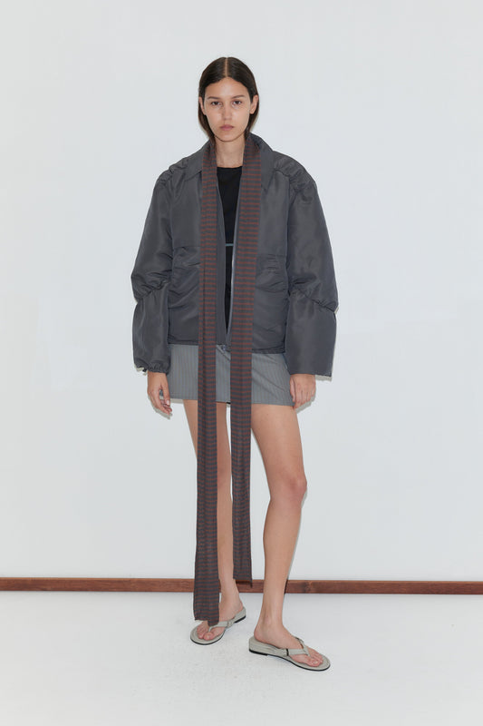 Knit Scarf - Brown Grey Stripe