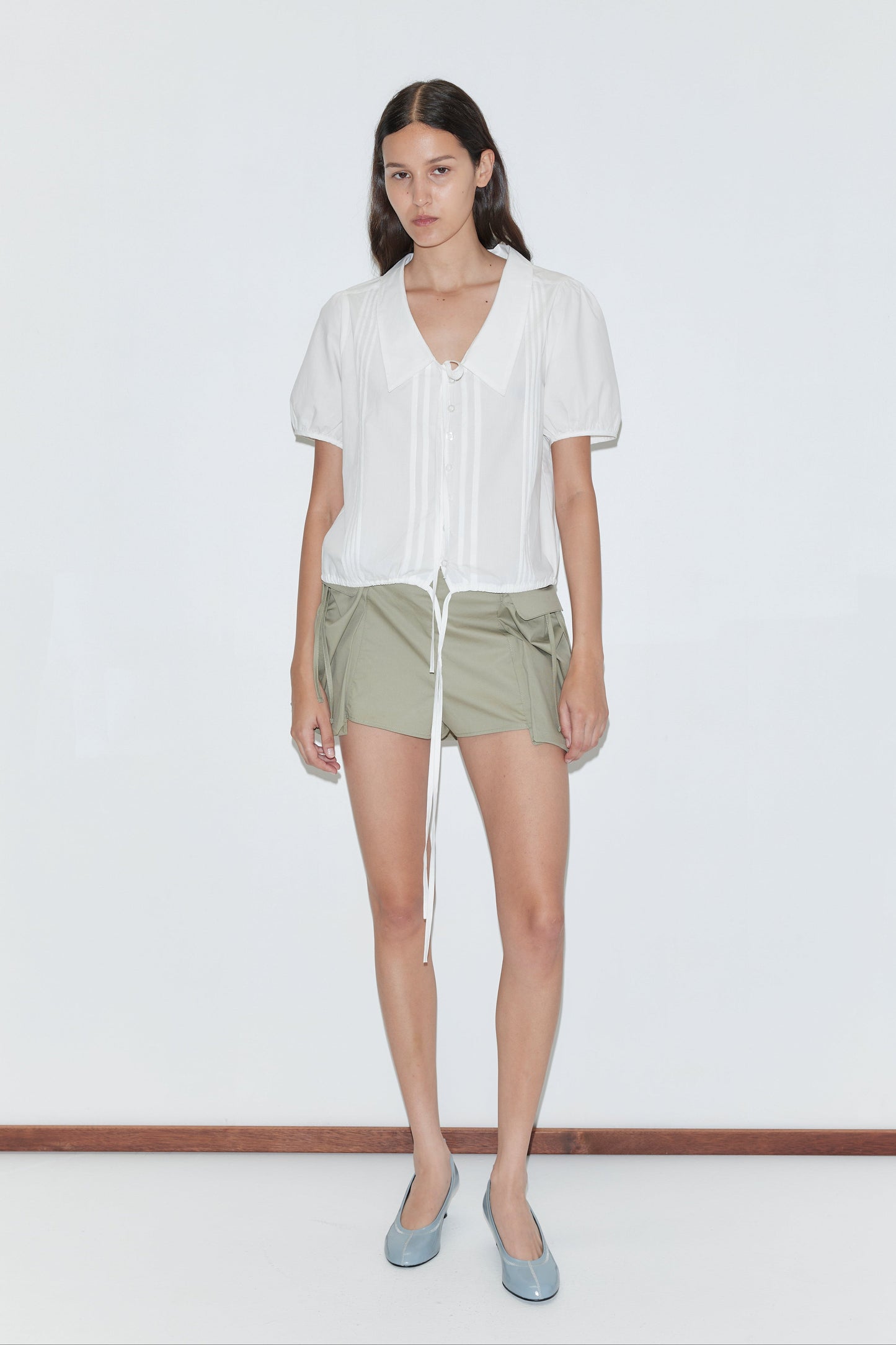 Fine Collar Top - White