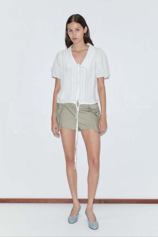 Fine Collar Top - White