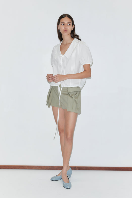 Fine Collar Top - White