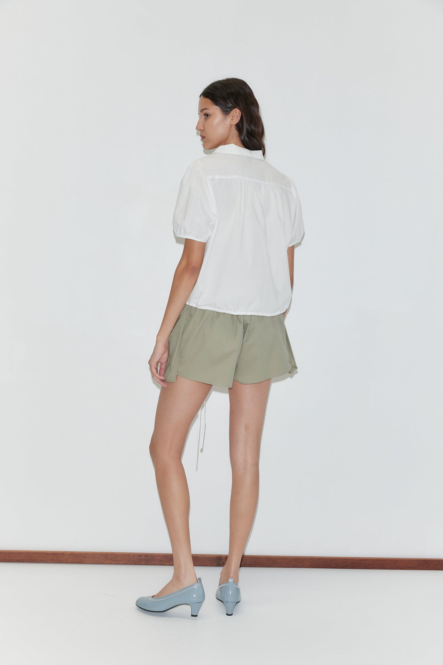 Fine Collar Top - White