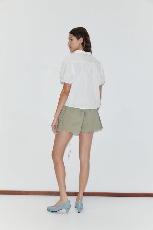 Fine Collar Top - White