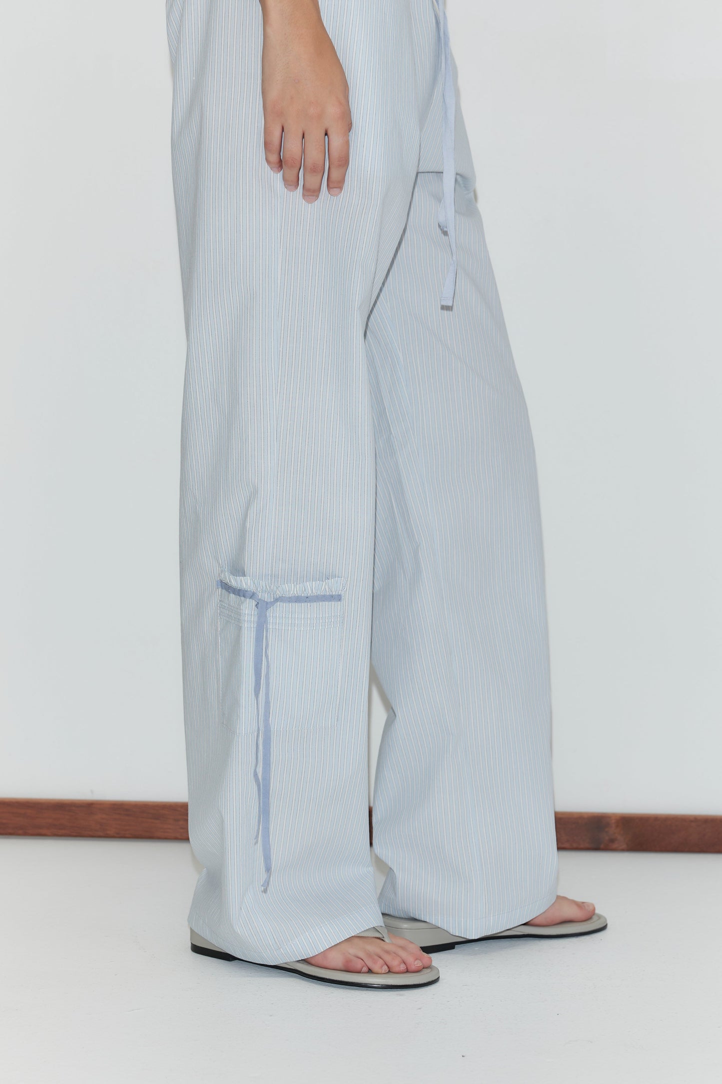 Pintuck Collar Set - Mist Stripe