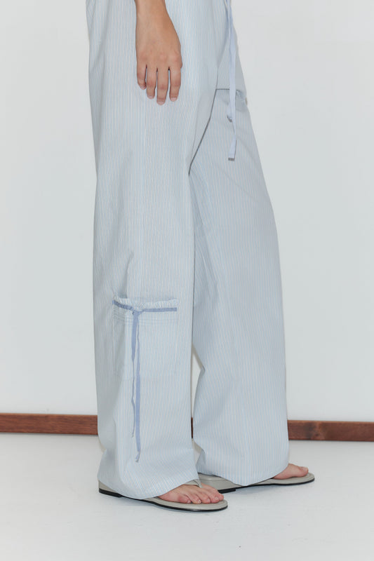 Pintuck Collar Set - Mist Stripe