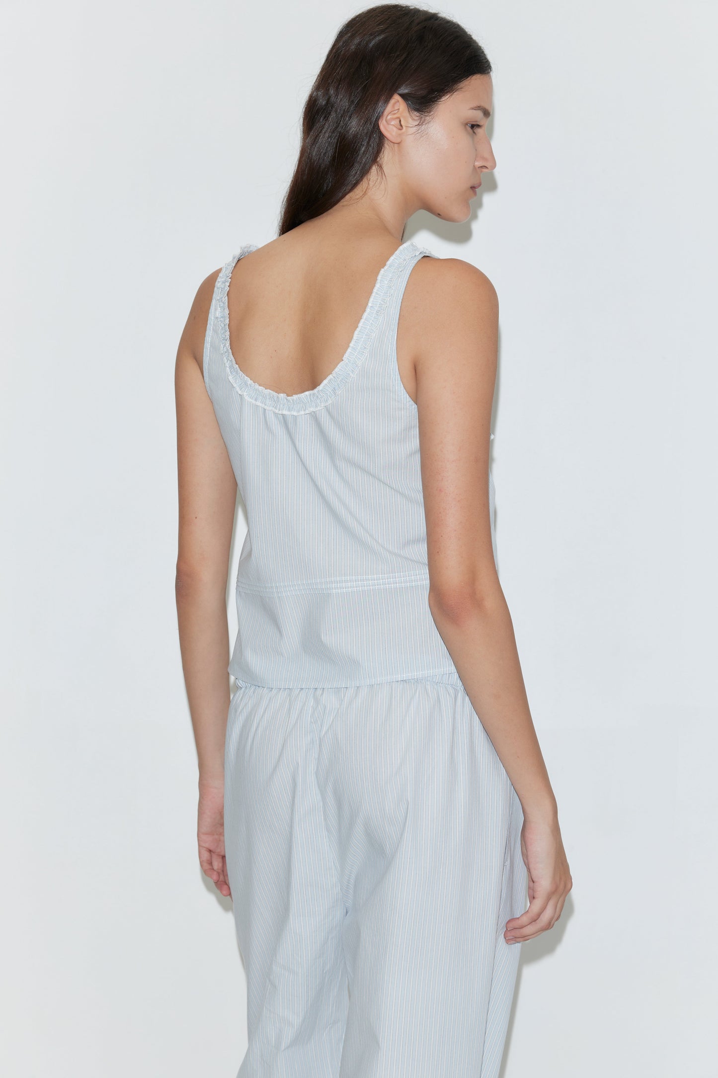Pintuck Collar Set - Mist Stripe
