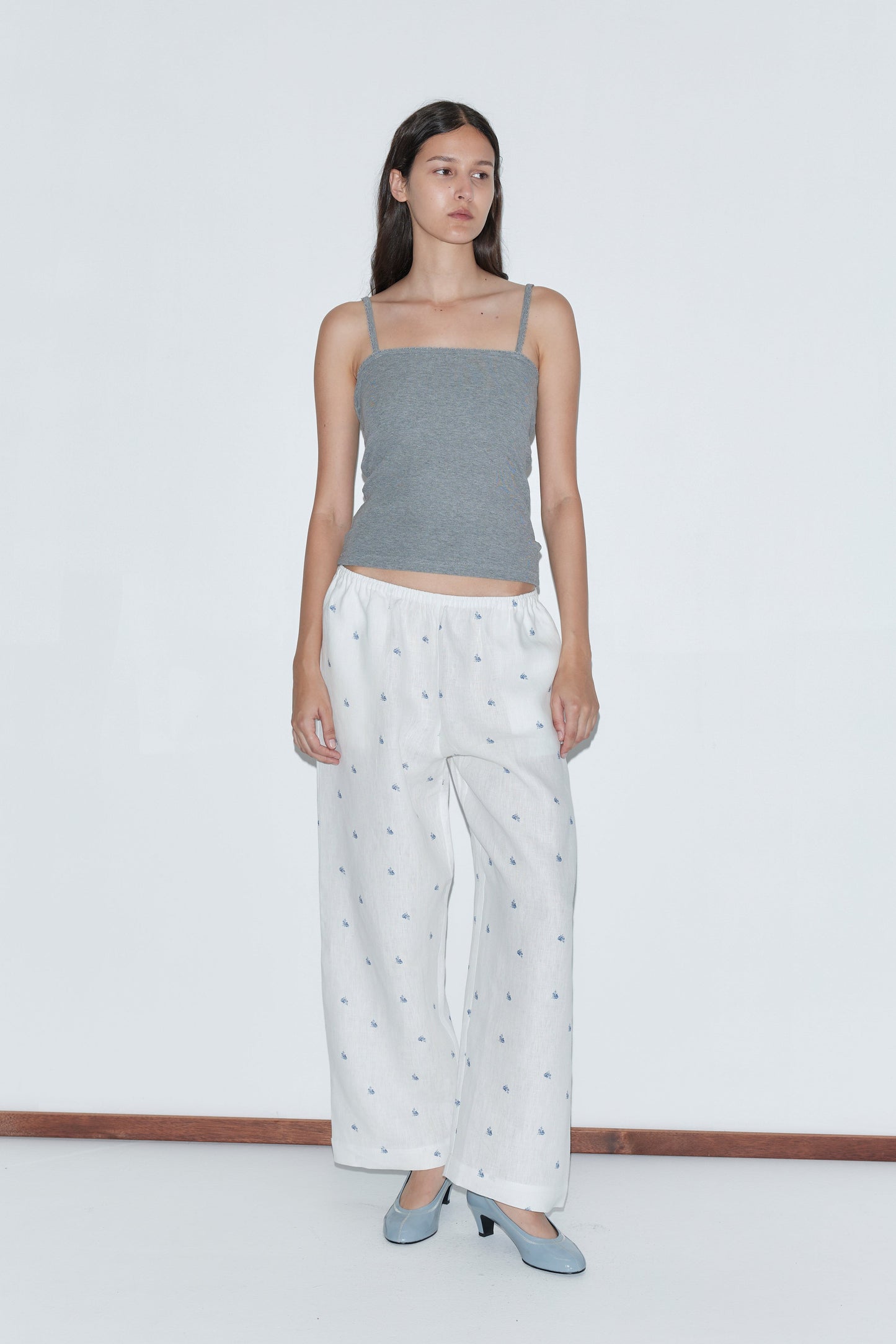 Linen Ease Trouser - Floral Blue