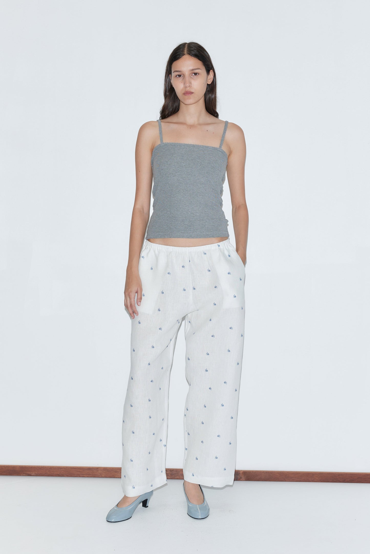 Linen Ease Trouser - Floral Blue