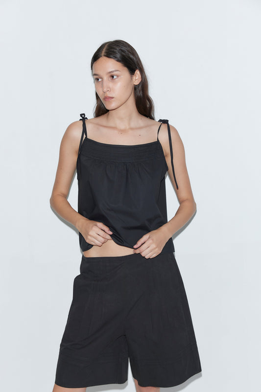Pintuck Short - Black