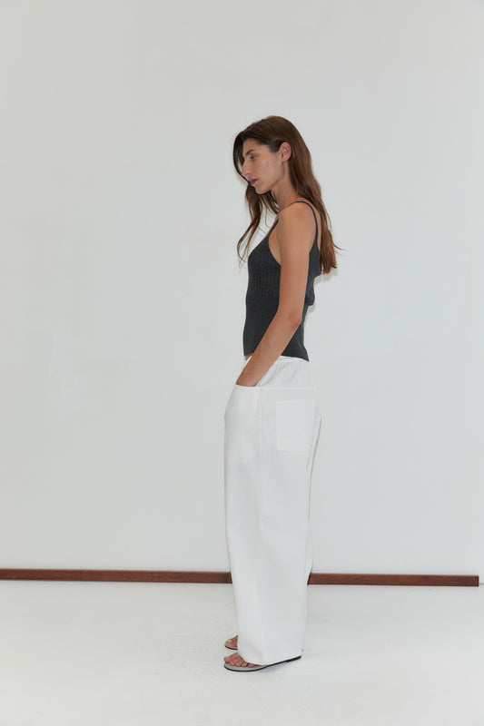 Square Pocket Pant - White