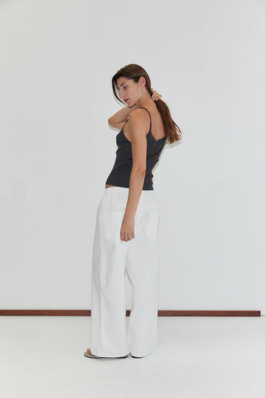 Square Pocket Pant - White