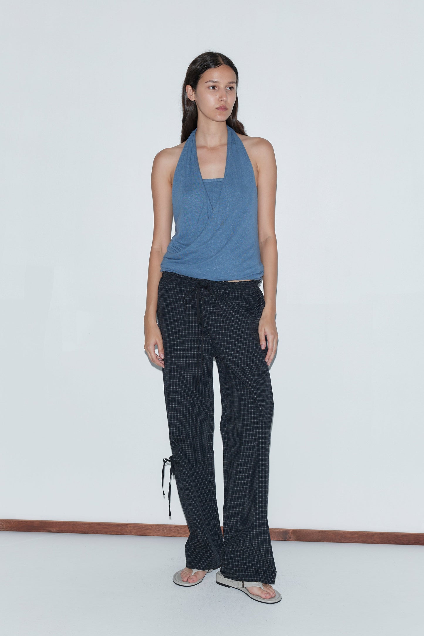 Double Layer Jersey Halter - Blue