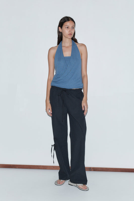 Double Layer Jersey Halter - Blue