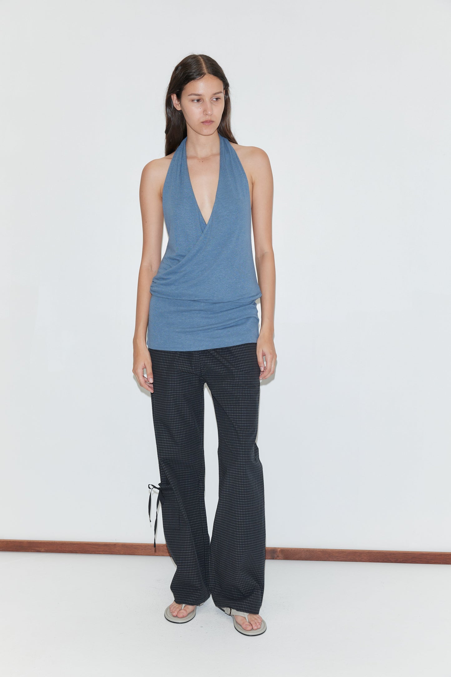Double Layer Jersey Halter - Blue