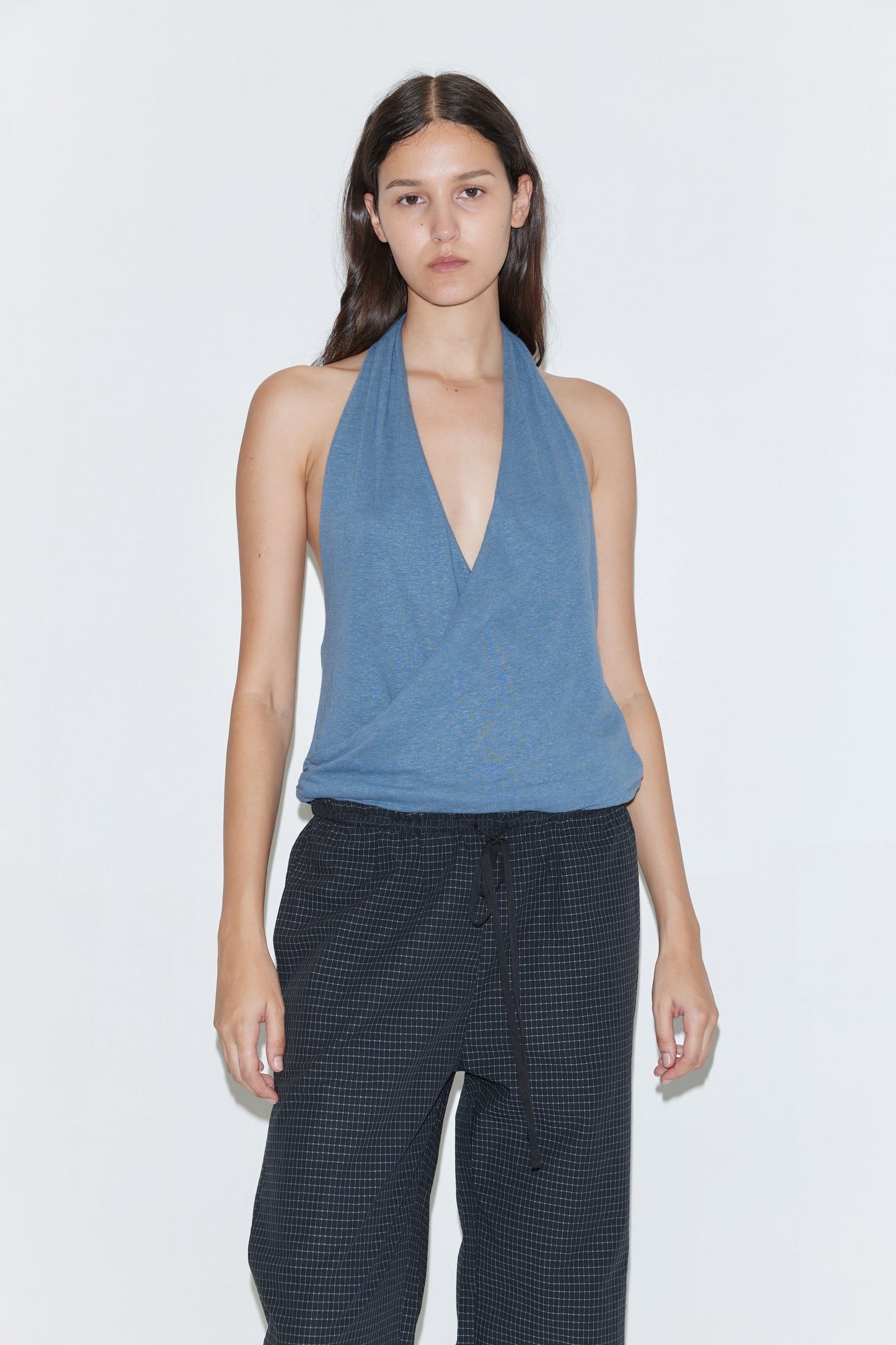 Double Layer Jersey Halter - Blue