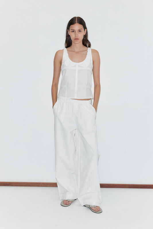 Snap Tab Pant - White