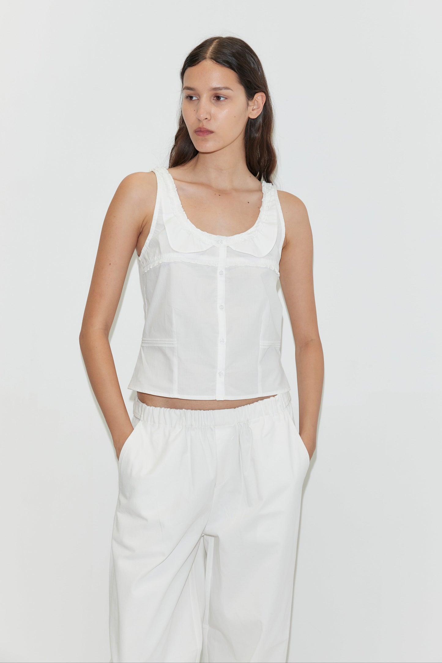 Snap Tab Pant - White