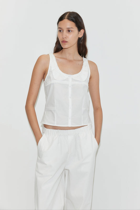 Snap Tab Pant - White