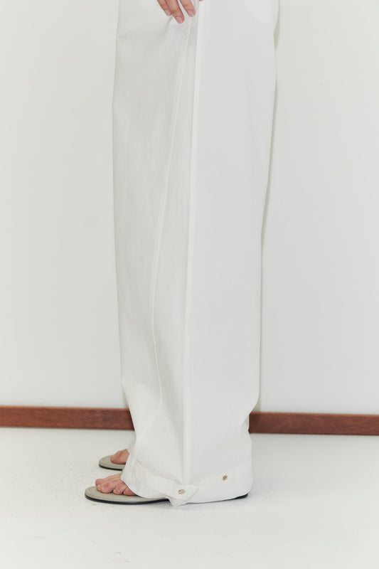 Snap Tab Pant - White