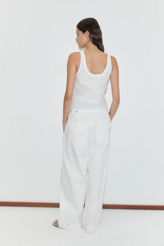 Snap Tab Pant - White
