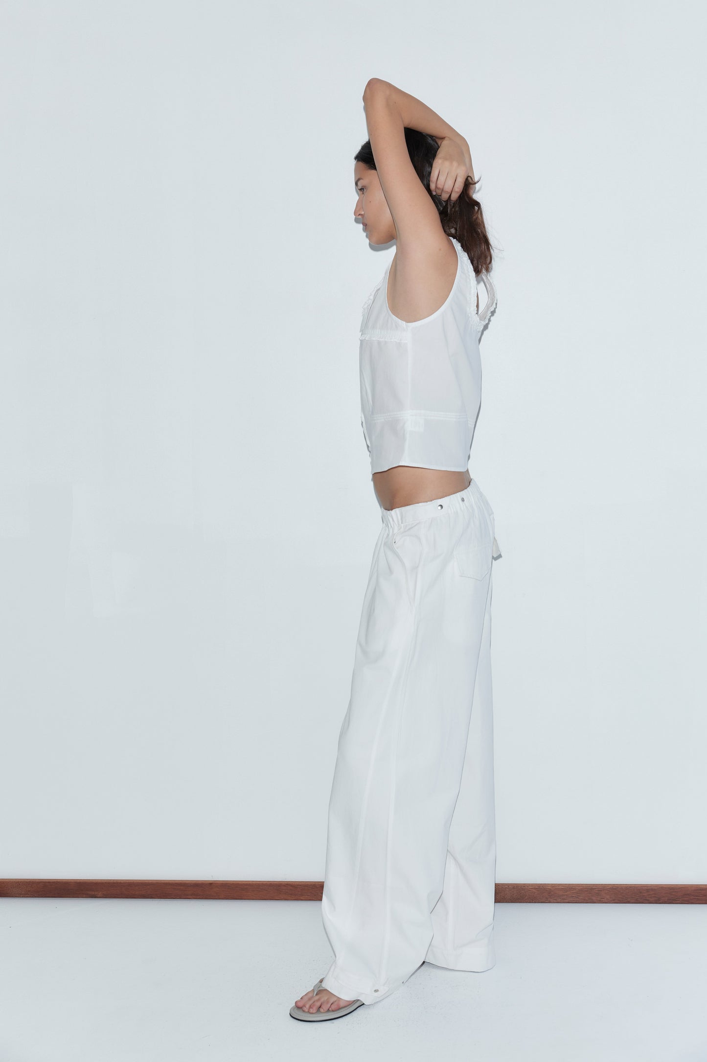 Snap Tab Pant - White