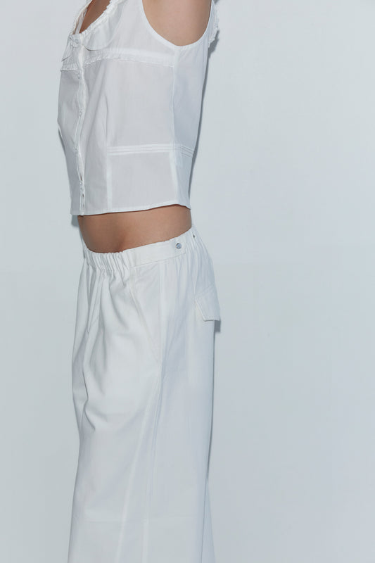 Snap Tab Pant - White