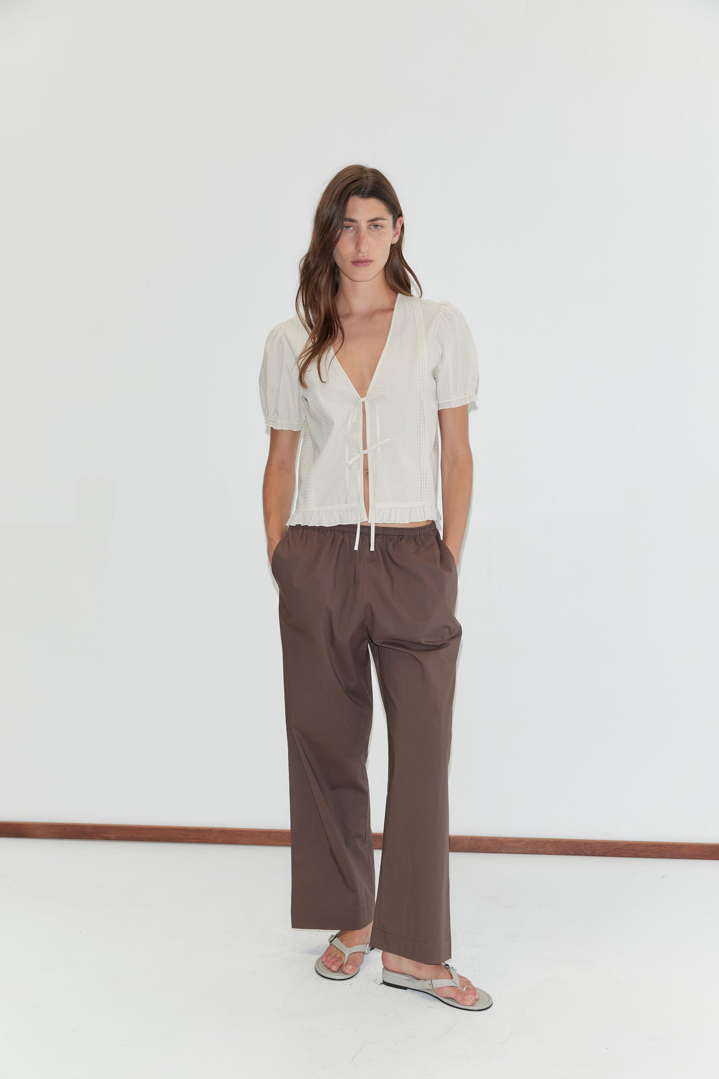 Pintuck Top - Bone Check