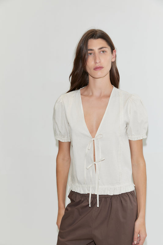 Pintuck Top - Bone Check