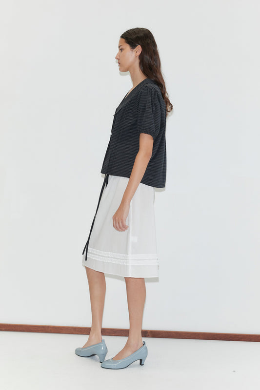 Fine Collar Top - Mono Grid