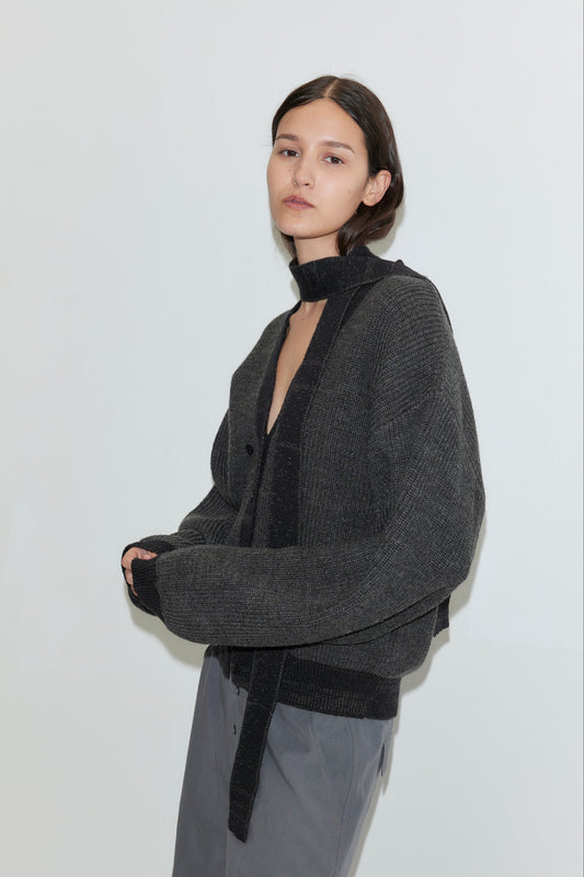 Split Cardigan - Black Contrast