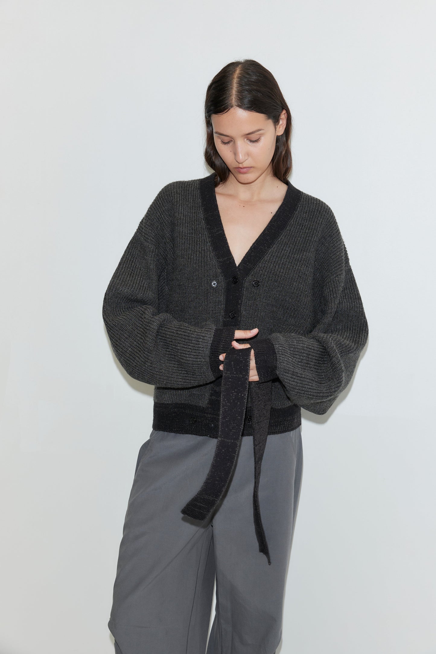 Split Cardigan - Black Contrast
