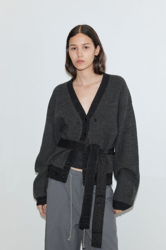 Split Cardigan - Black Contrast