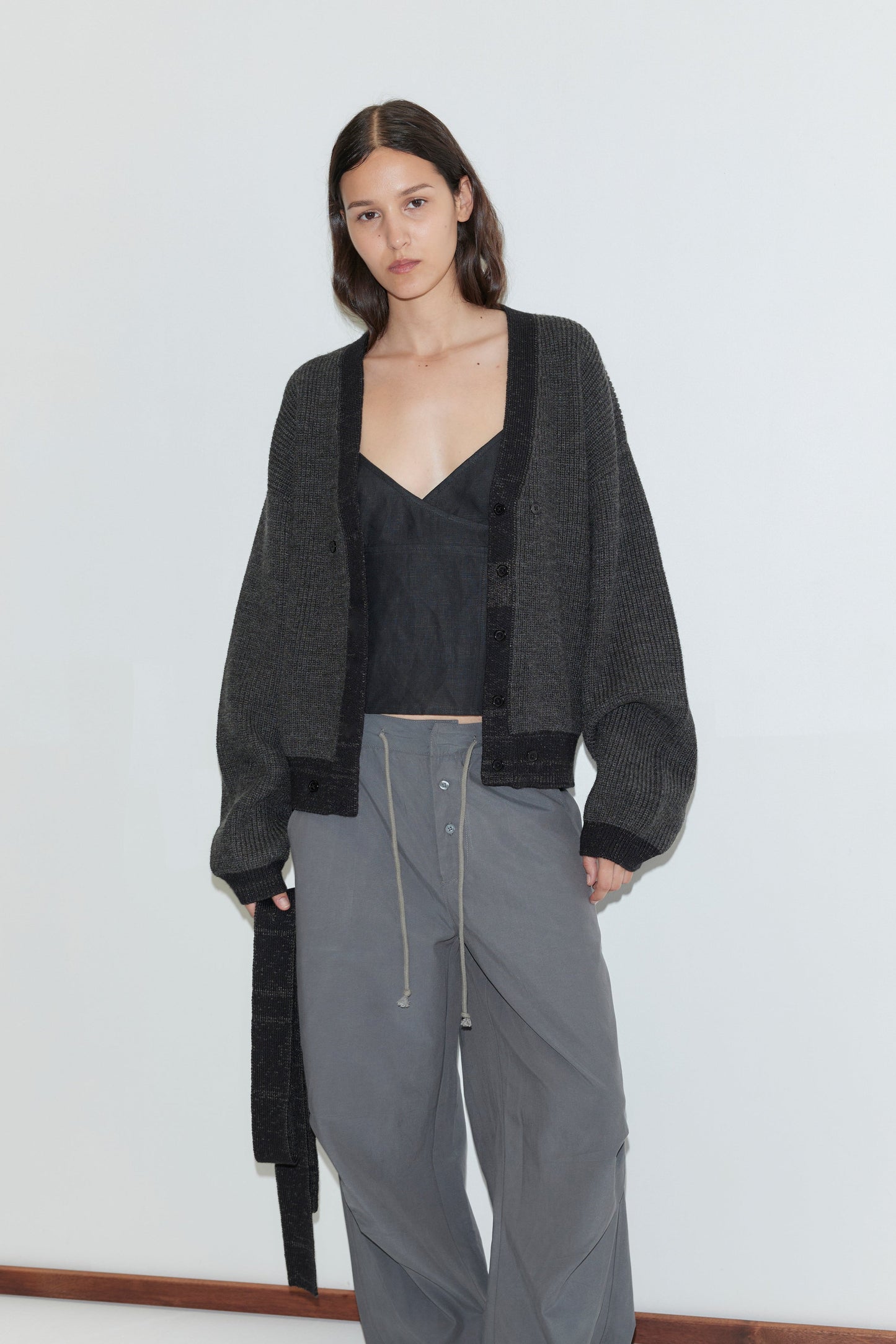 Split Cardigan - Black Contrast