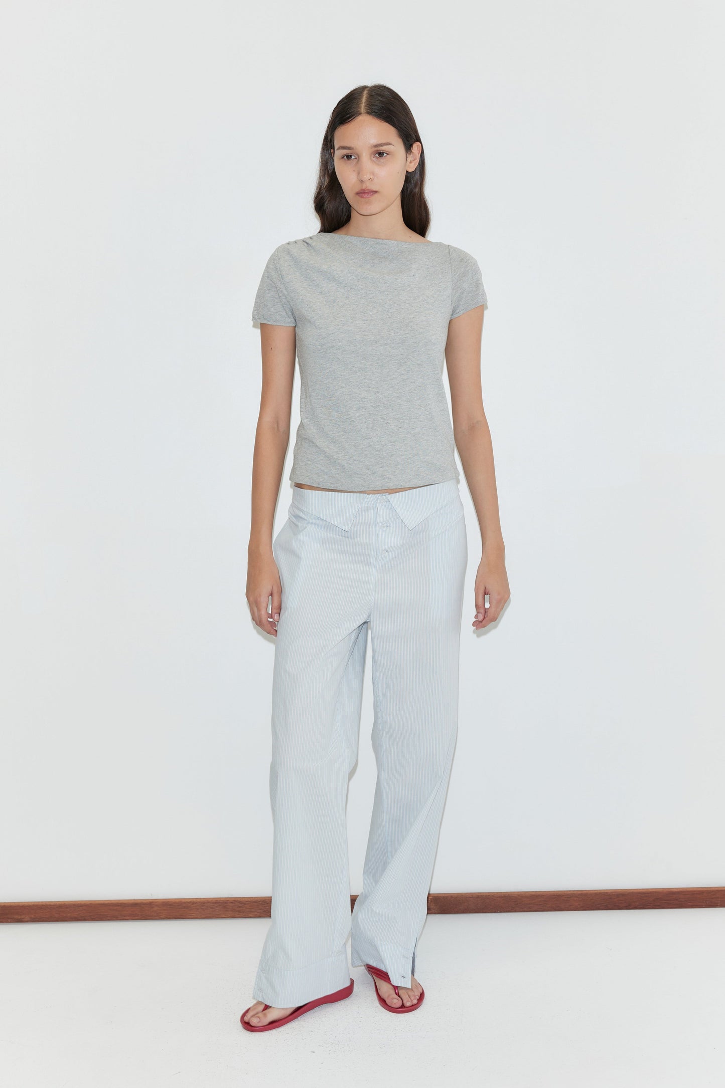 Collar Point Pant - Mist Stripe