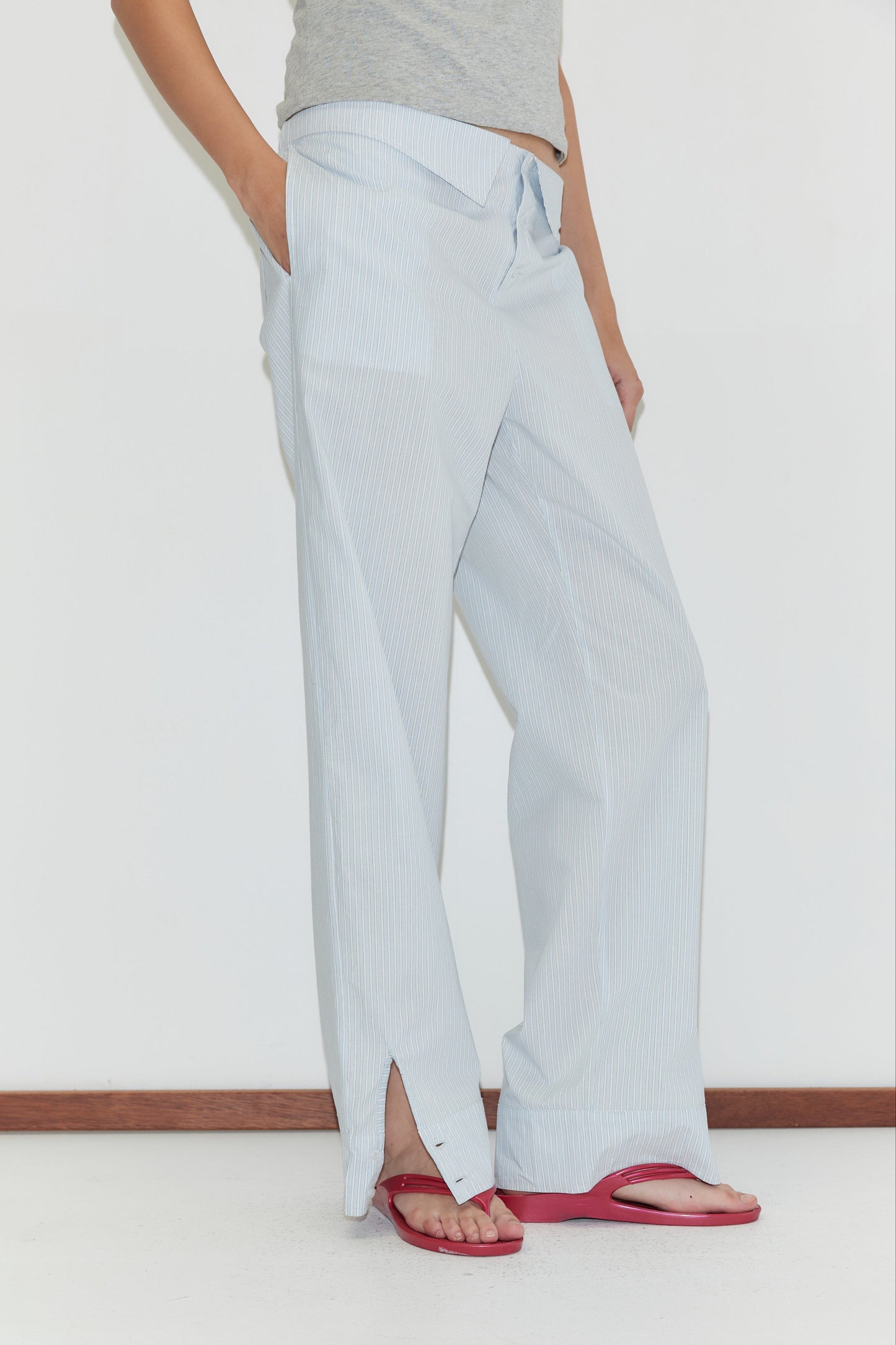 Collar Point Pant - Mist Stripe